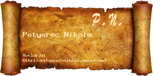 Petyerec Nikola névjegykártya